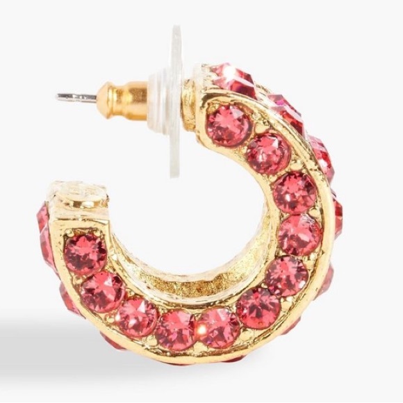 OSCAR DE LA RENTA
Gold-tone crystal hoop earrings NWT gold tone /pink